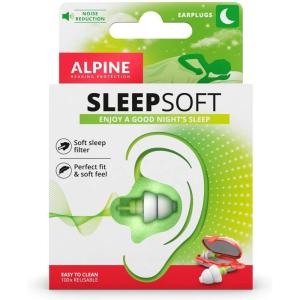imageAlpine SleepSoft Sleeping Earplugs  Ultra Soft Filter for Side Sleeper  Reduce Noises ampamp Improve Sleep  Reusable Hygienic Hypoallergenic Hearing Protection for Adults with Long Lasting ComfortOriginal