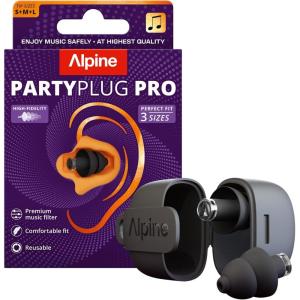 imageAlpine PartyPlug Pro Concert Ear Plugs High Fidelity Professional Musician Earplugs with 21dB Noise Reduction Hearing Protection for Music Festivals Raves ampamp Live Events Incl 3 Tip Sizes BlackPro Black Multisize