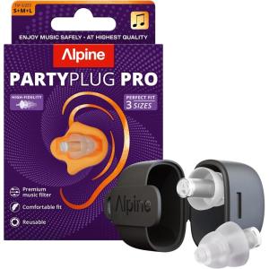 imageAlpine PartyPlug Pro Concert Ear Plugs High Fidelity Professional Musician Earplugs with 21dB Noise Reduction Hearing Protection for Music Festivals Raves ampamp Live Events Incl 3 Tip Sizes BlackPro Transparent Multisize