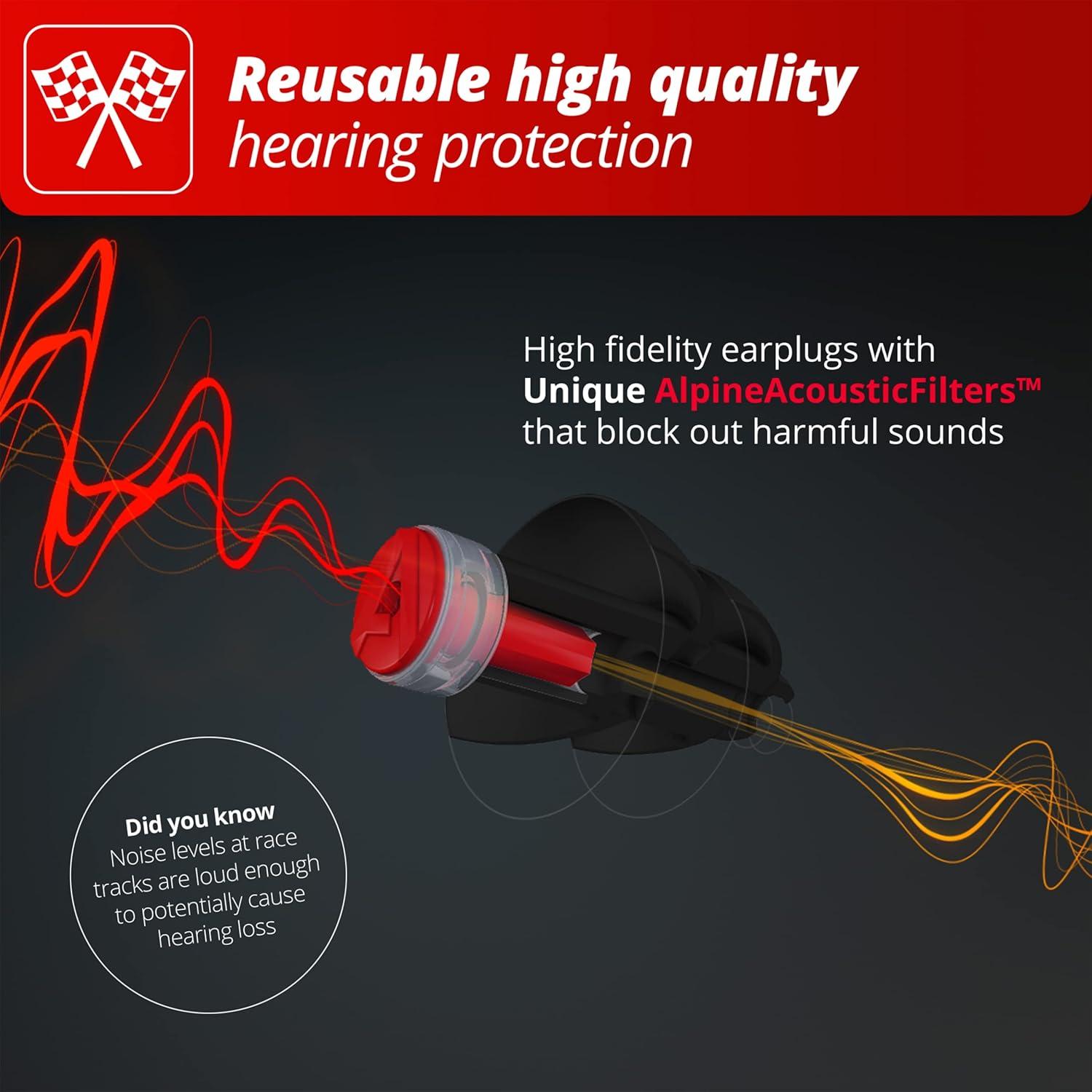 imageAlpine Formula 1 Earplugs  Reusable Hearing Protection for Race Events and Loud environments  Noise Reduction of 22dB  Ultra Soft Comfort Filter Hearing Protection  Official F1 Product